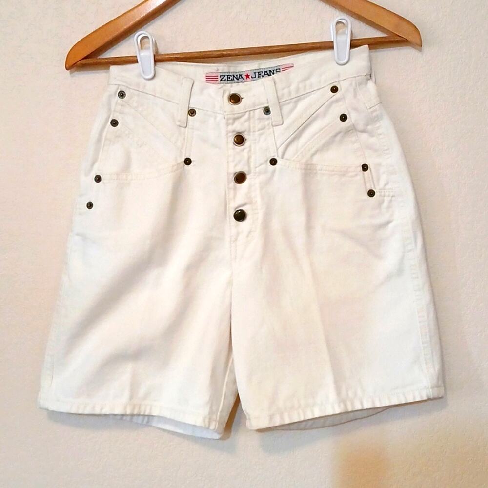 Vintage Zena white Jean shorts 80s 90s
